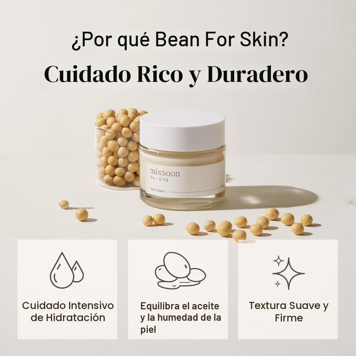 mixsoon Crema de Frijol - Crema Facial de Humectación Intensiva para Piel Suave y Nutrida
