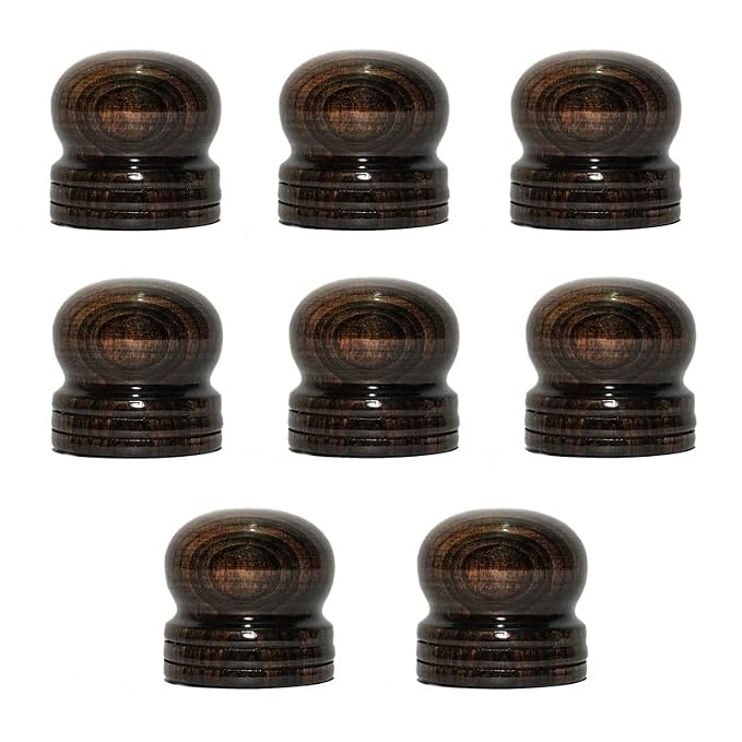 PARAS Tapones de madera para extremos de cortinas para barras de 1 pulgada/25 mm, 8 unidades (Nogal)