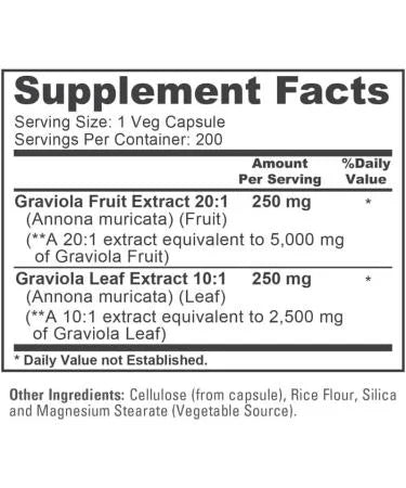 NusaPure Graviola 7500 mg Equivalente por cápsula 200 Extracto vegetal sin OMG 20:1