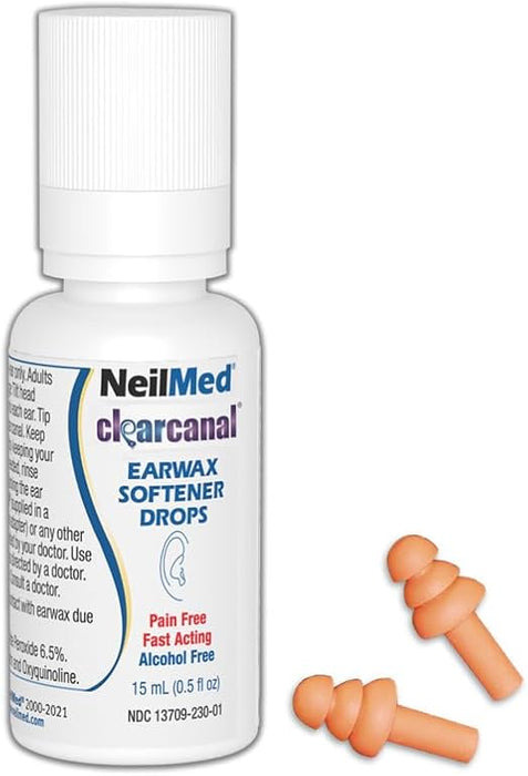 NeilMed ClearCanal Gotas ablandadoras de cerumen de 15 ml - No irritantes.