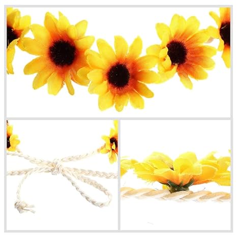 10pcs Clips De Pelo De Girasol Y 2pcs Diadema De Flores De Simulación Estilo Hippie