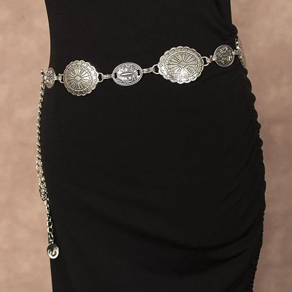 Cinturón de cadena de cintura para vestidos de metal para mujer