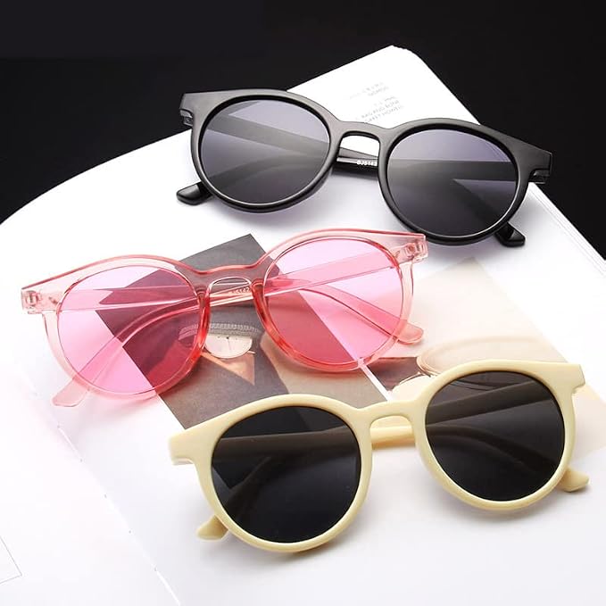 3pcs Gafas de sol redondas multicolor para mujer