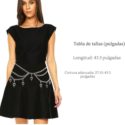 Cinturón de cadena de cintura de corazón de espina, estilo punk gótico, cruzado, con borla, para mujeres
