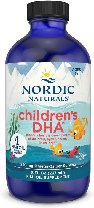 Nordic Naturals DHA para niños, sabor fresa - 237 ml (8 oz) - 530 mg de Omega-3 con EPA y DHA