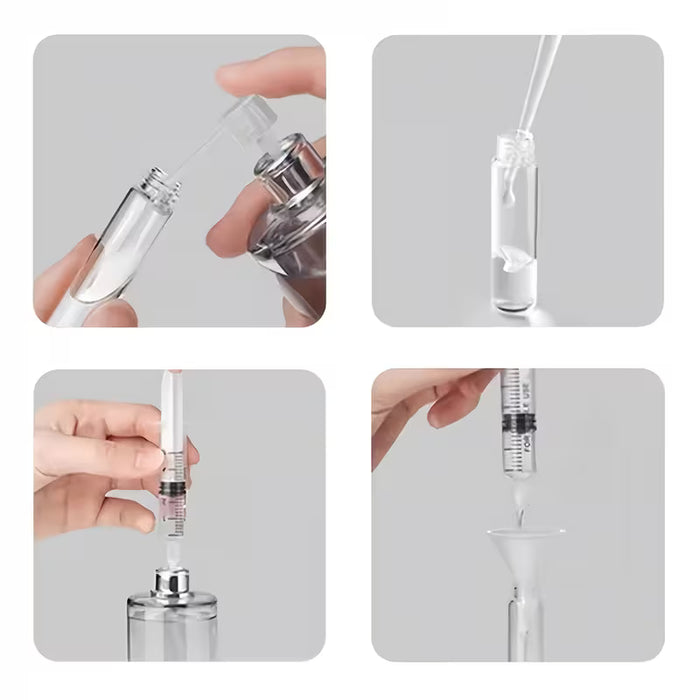 Set de Recarga de Perfume de 16: Embudo de Plástico, Pipeta, Gotero y Dispensador de Perfume