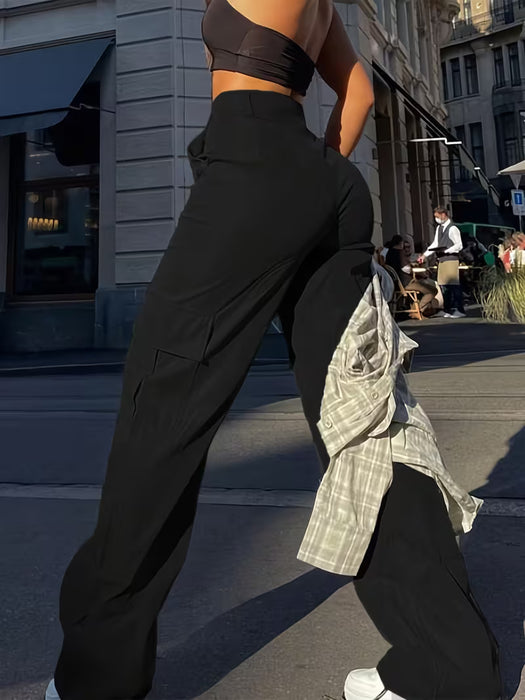Pantalones de mujer de tiro alto y pierna ancha, geniales y atrevidos, versátiles
