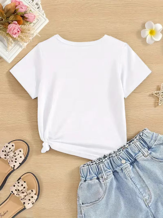 Camiseta Estampada "Torre Eiffel de París Floral" Primavera Verano Manga Corta