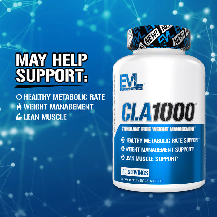 EVLution Nutrition, CLA1000®, Control de peso sin estimulantes, 90 cápsulas