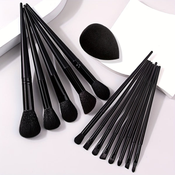 Juego completo de 12 brochas de maquillaje y una esponja estilo beauty blender