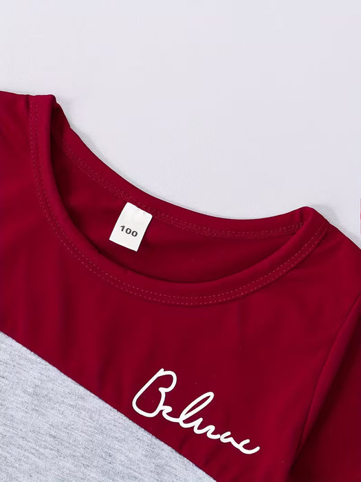 Conjunto de camiseta de manga corta y con shorts, para niño con estampado de letras