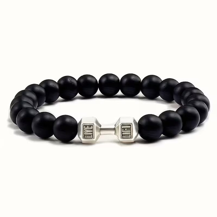 Pulsera Elástica de Piedra Natural para Hombres, Pulsera de Cuentas