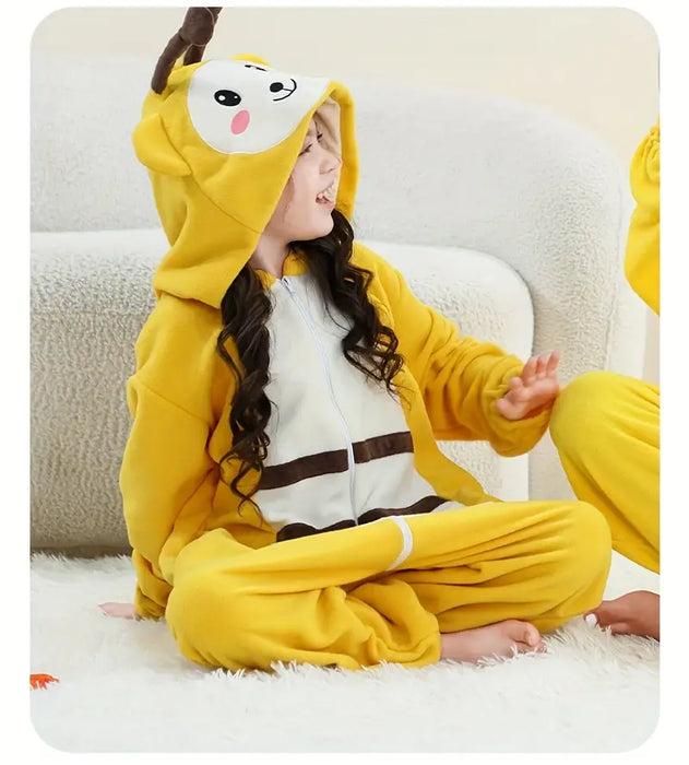 SHEIN disfraz de abeja de peluche amarillo con capucha para niños