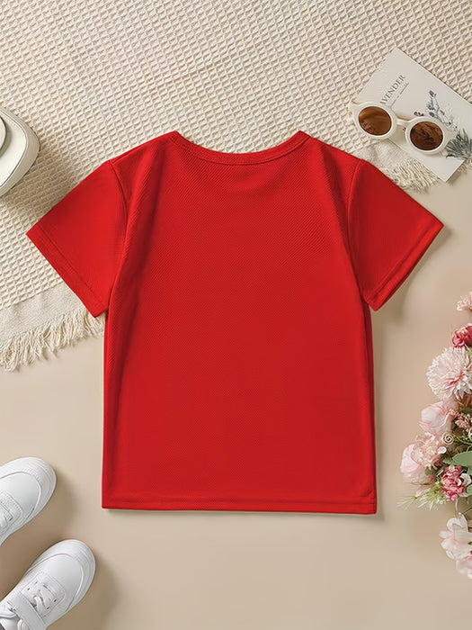 Camisetas de manga corta de Oso Rojo para niños