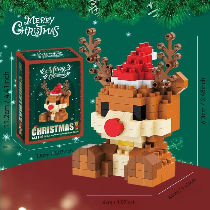 Bloques de Construcción Navideños con Papá Noel, Muñeco de Nieve, Reno mini