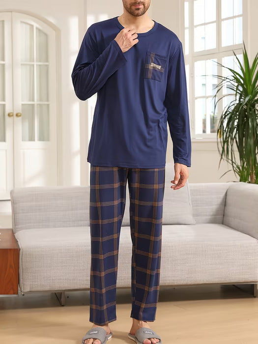 Pijama para Hombre Primavera y Otoño, Manga Larga Adecuado para Uso en Exteriores y Hogar