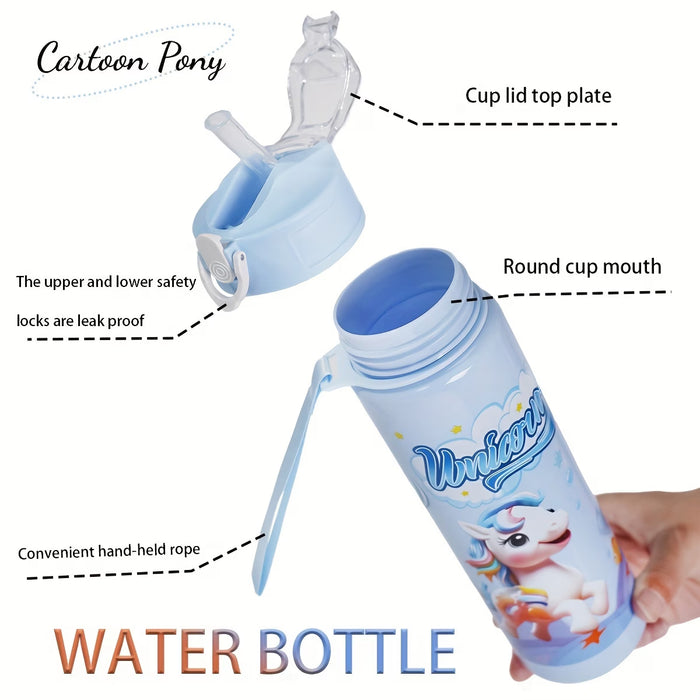 Botella de agua con diseño de poni de dibujos animados de 25OZ