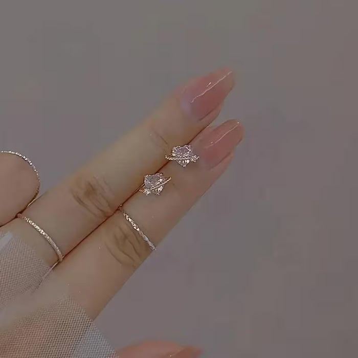 1 Par de Pendientes de Botón de Corazón de Moda, Material de Aleación de Zinc