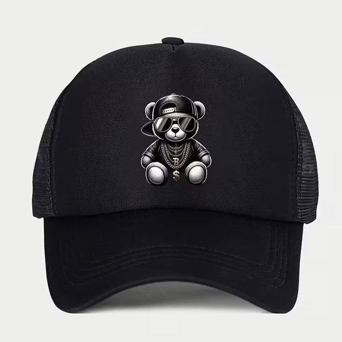 Gorra de Béisbol Ajustable con Estampado de Oso Adorable Unisex