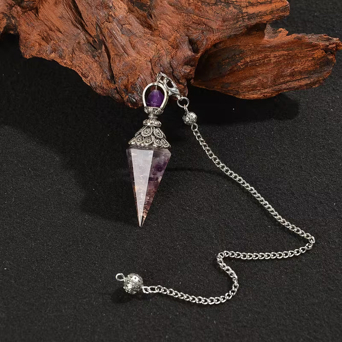 1 Péndulo Espiritual - Herramienta de Minería en Forma de Cono Hexagonal con Parte Superior Decorativa