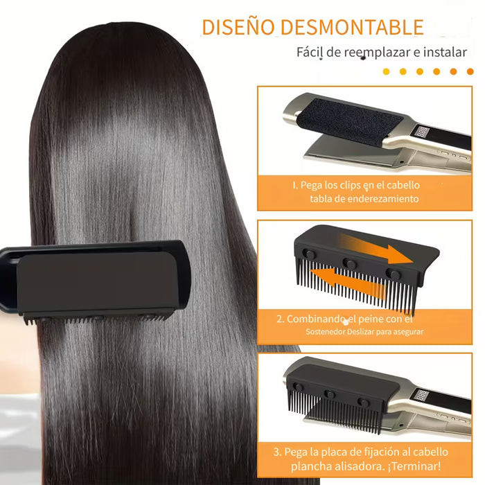 1 peine alisador negro resistente al calor con caja - Ideal para usar con planchas color aleatorio