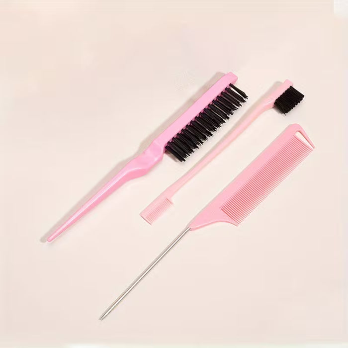 Set de 3 cepillos para peinar, cepillo de tres filas, cepillo de cola de rata, peine
