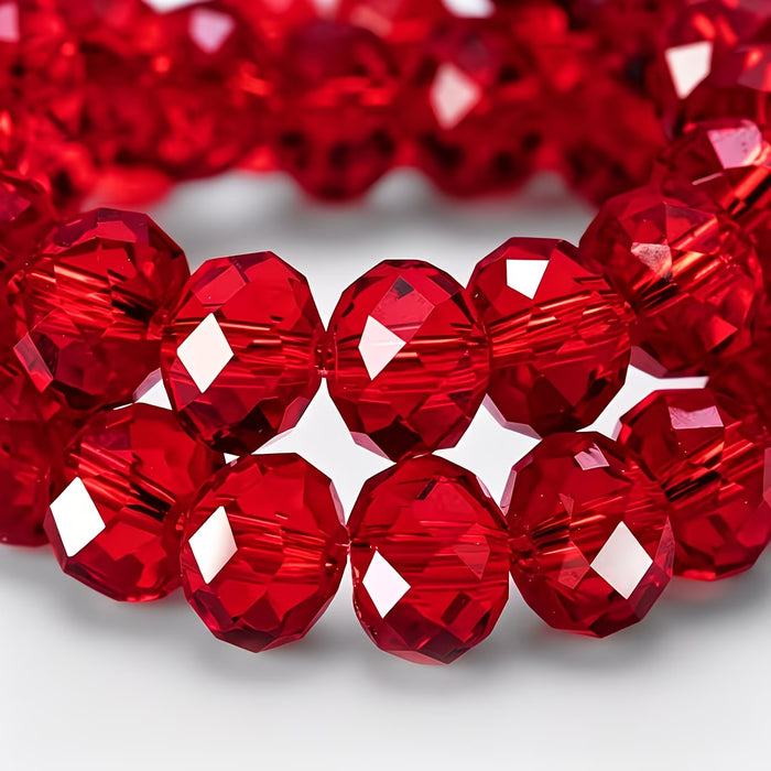 90pcs de Cuentas espaciadoras de cristal rojas de corte plano para pulseras y collares de 4mm