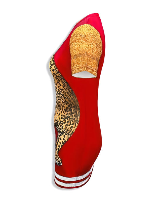 Vestido de manga corta con mangas de estampado de leopardo