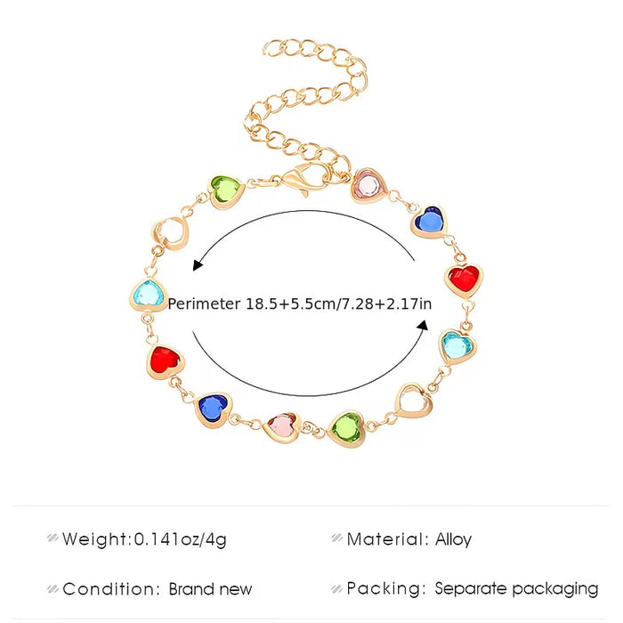 Pulsera de Moda con Corazón de Circonita Cúbica Sintética Colorida