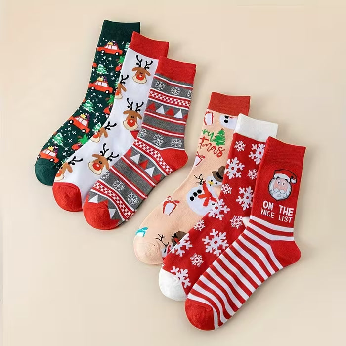 10 Pares de Calcetines Navideños para Mujer