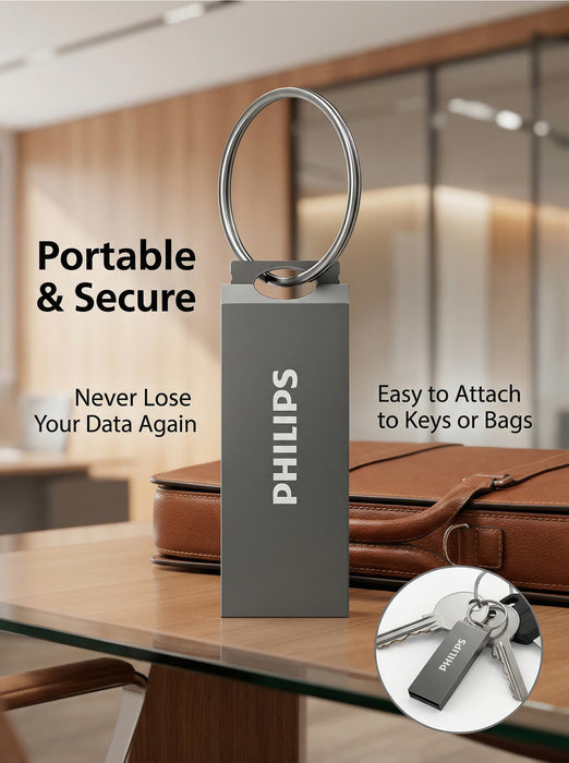 Memoria USB PHILIPS de aleación de zinc, disponible en múltiples capacidades de 128GB