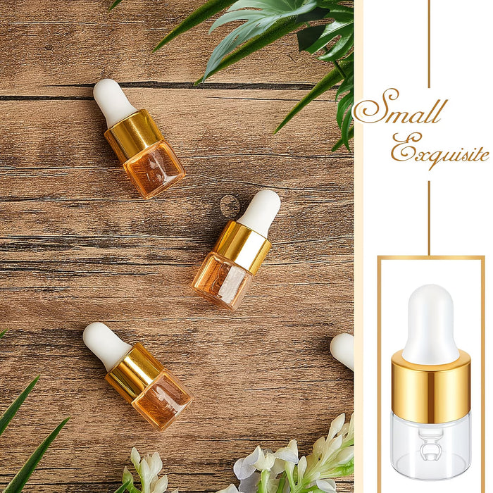 50pcs Mini Botellas de Vidrio Transparente con Cuentagotas de 1ml