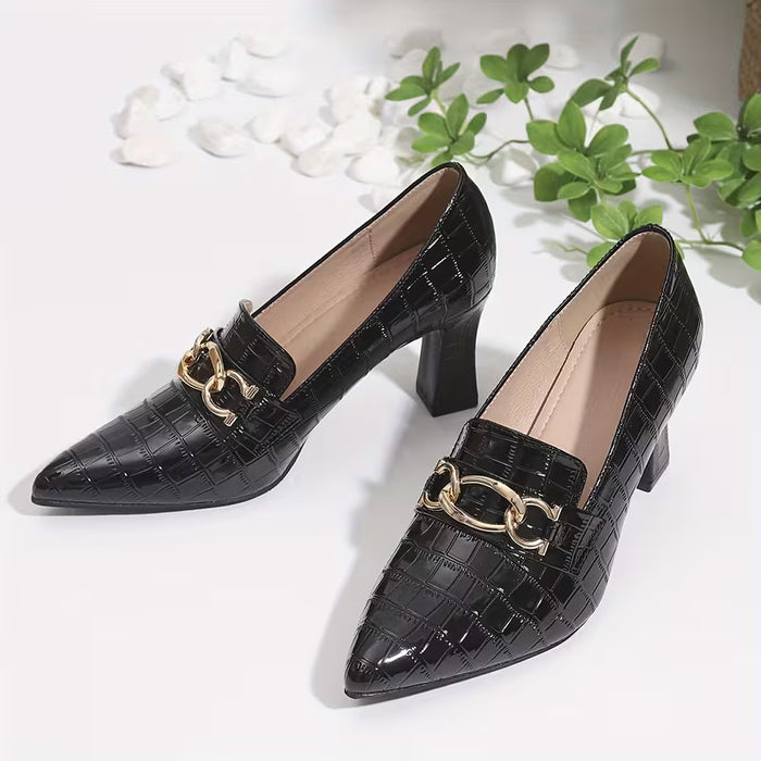Zapatos de mujer de estilo europeo y americano, tacones altos gruesos, empeine profundo