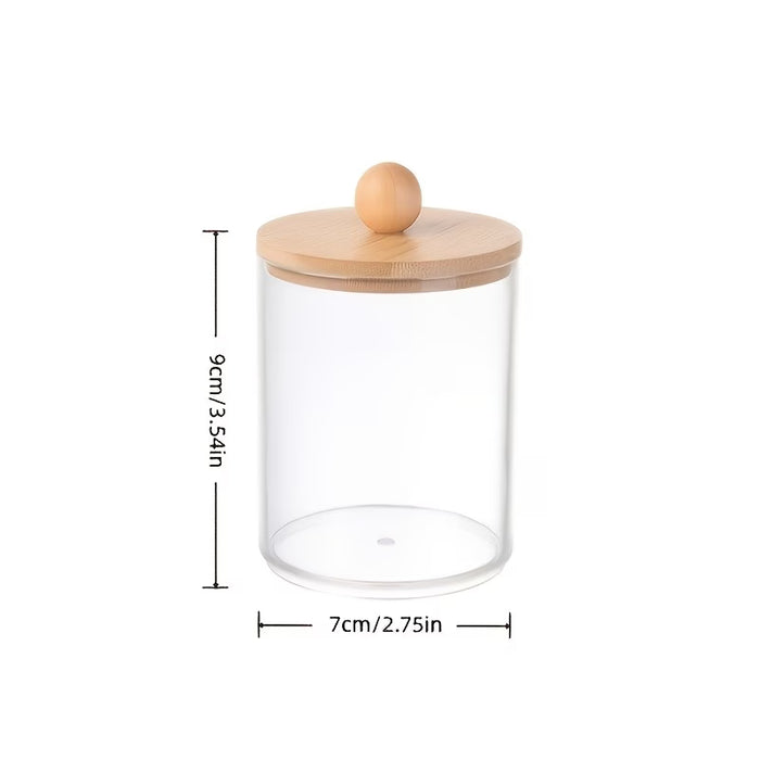1pc Caja de almacenamiento cosmético a prueba de polvo de acrílico transparente con tapa de madera