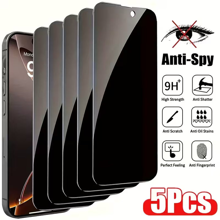 5pcs Protector de Pantalla de Vidrio Templado de Privacidad para iPhone 14 Pro Max