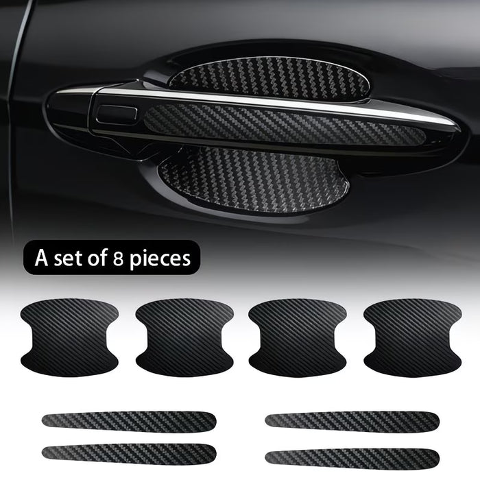 Juego de 8 protectores de manijas de puerta de coche de fibra de carbono