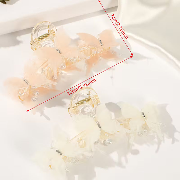 1 pieza Elegante horquilla de mariposa adornada con borlas, con diseño floral
