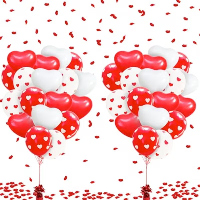 Paquete de 30pcs  de globos de San Valentín rojos y blancos