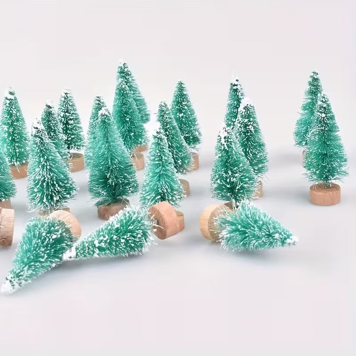 5pcs Árbol de Navidad Artificial Clásico Mini de Sisal con Escarcha