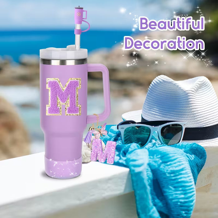 6 piezas de accesorios para vasos para vasos de 30 OZ y 40 OZ con asa,con letra M