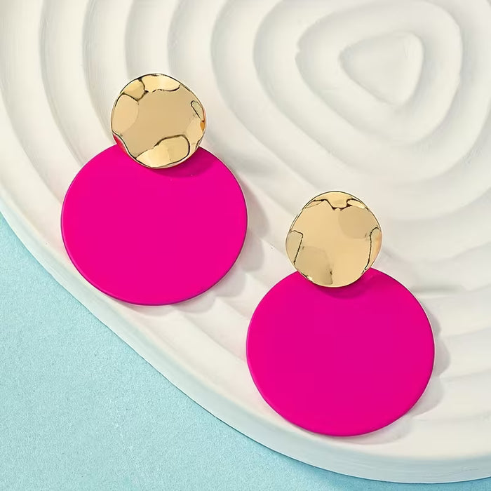 2pcs de elegantes pendientes geométricos, diseño circular para mujeres