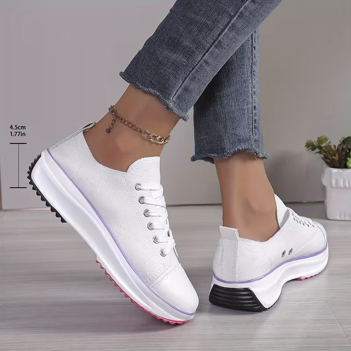 Zapatos informales de lona con cabeza redonda para mujer