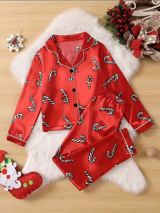 Ropa de estar en casa para niños con estampado de diseño navideño