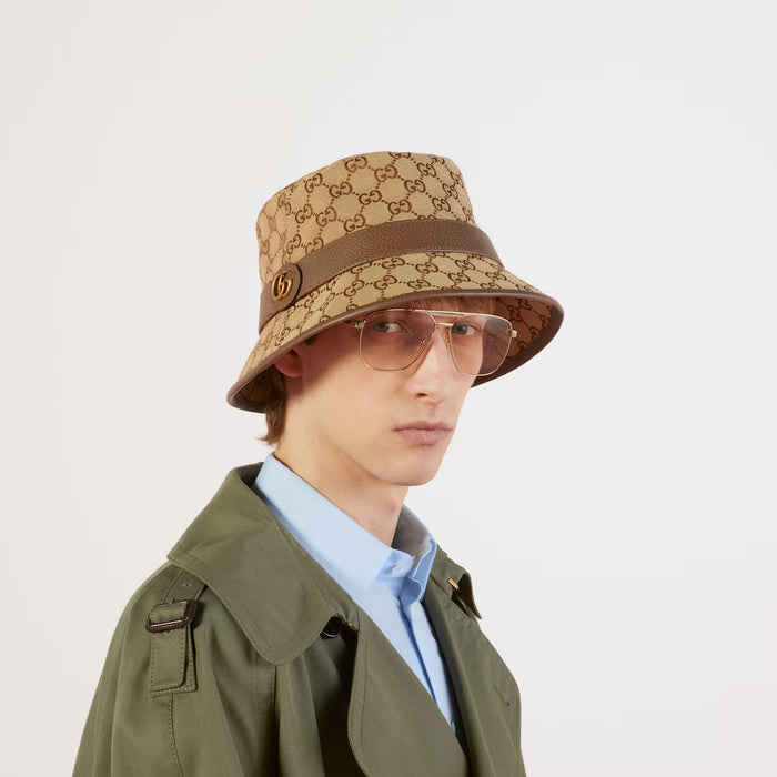 Sombrero de lona GG beige/marron