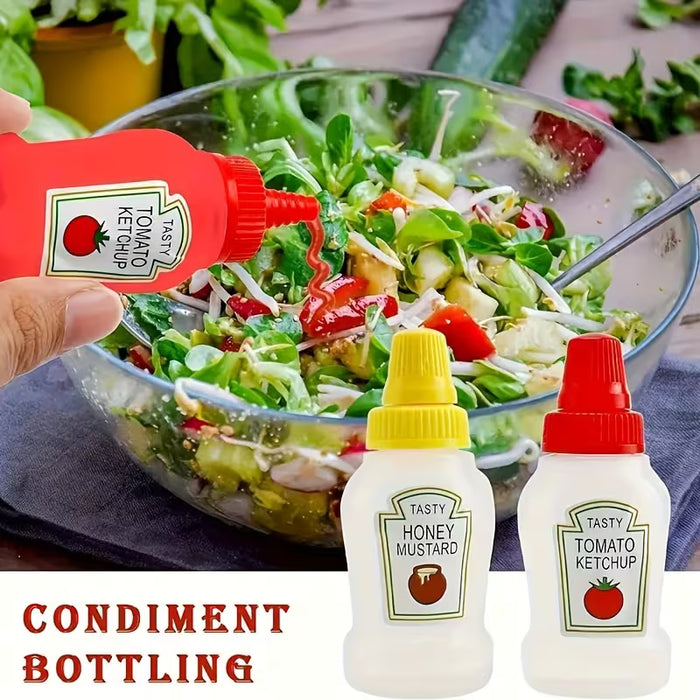 Juego de 4 mini botellas de kétchup, botellas exprimibles de plástico