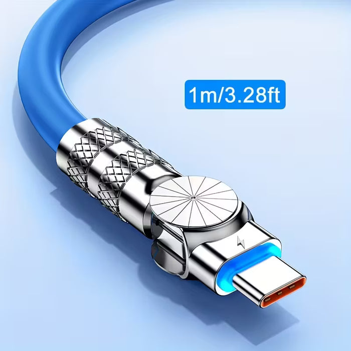 Cable de Carga Súper Rápida USB Tipo C con Rotación de 180° para celulares