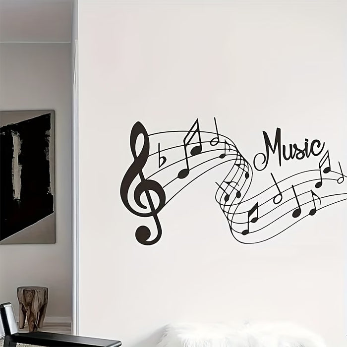 1pc Elegante Adhesivo de Pared de Notas Musicales Negras