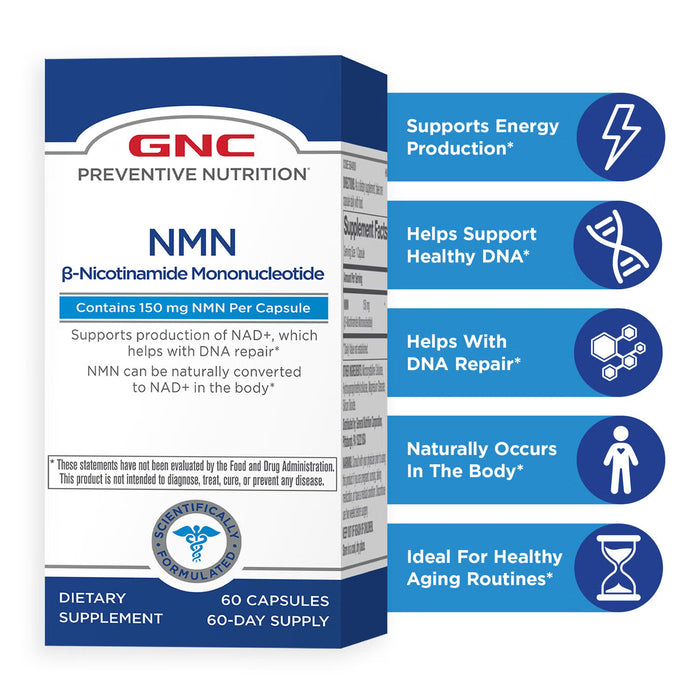 GNC Preventive Nutrition® NMN – Cápsulas de apoyo para NAD+ - 60 cápsulas
