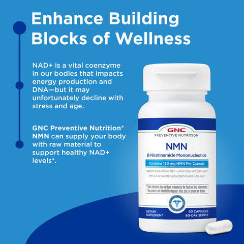 GNC Preventive Nutrition® NMN – Cápsulas de apoyo para NAD+ - 60 cápsulas