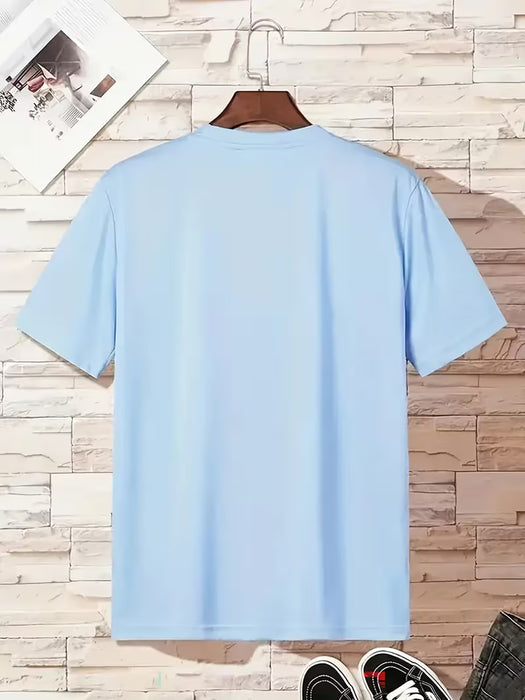 Camiseta casual de manga corta para hombre - Estampado gráfico de letras